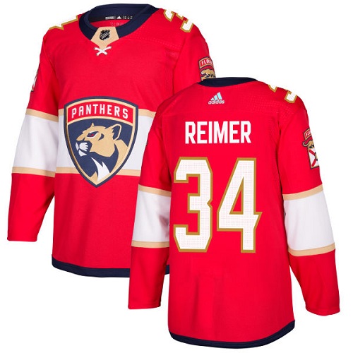 Adidas Men Florida Panthers 34 James Reimer Red Home Authentic Stitched NHL Jersey